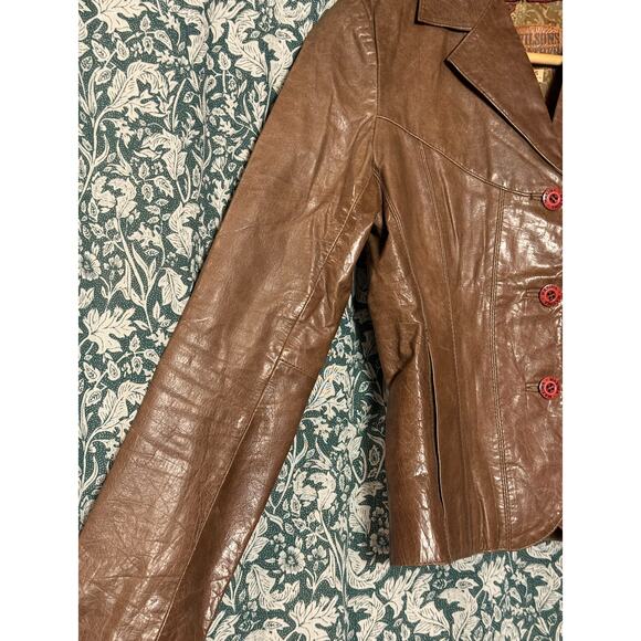 Vintage Brown Wilsons Leather 100% Leather Women's Fitted Maxima 1990s Y2K 1970s - Picture 7 of 16